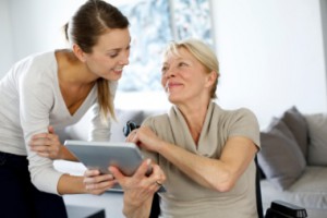 Speech therapist with patient